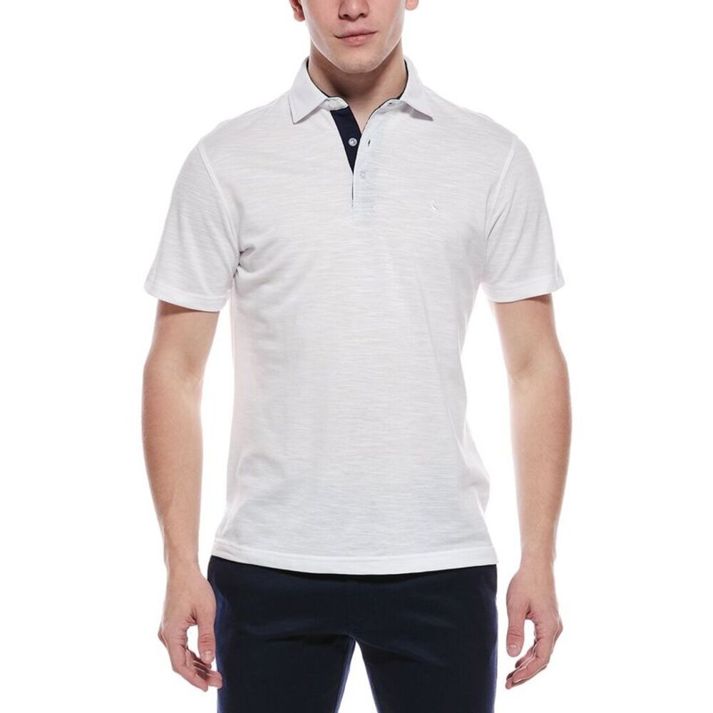 Tailorbyrd Mens  Slub Pique Polo, White